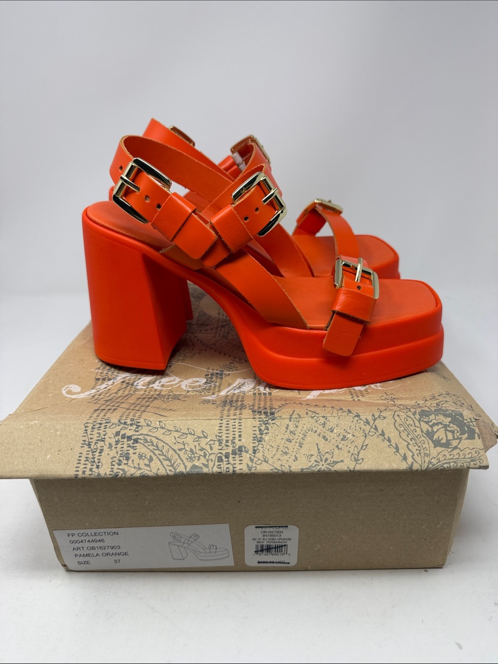 Free People Pamela Double Stack Platform Heel in Orange